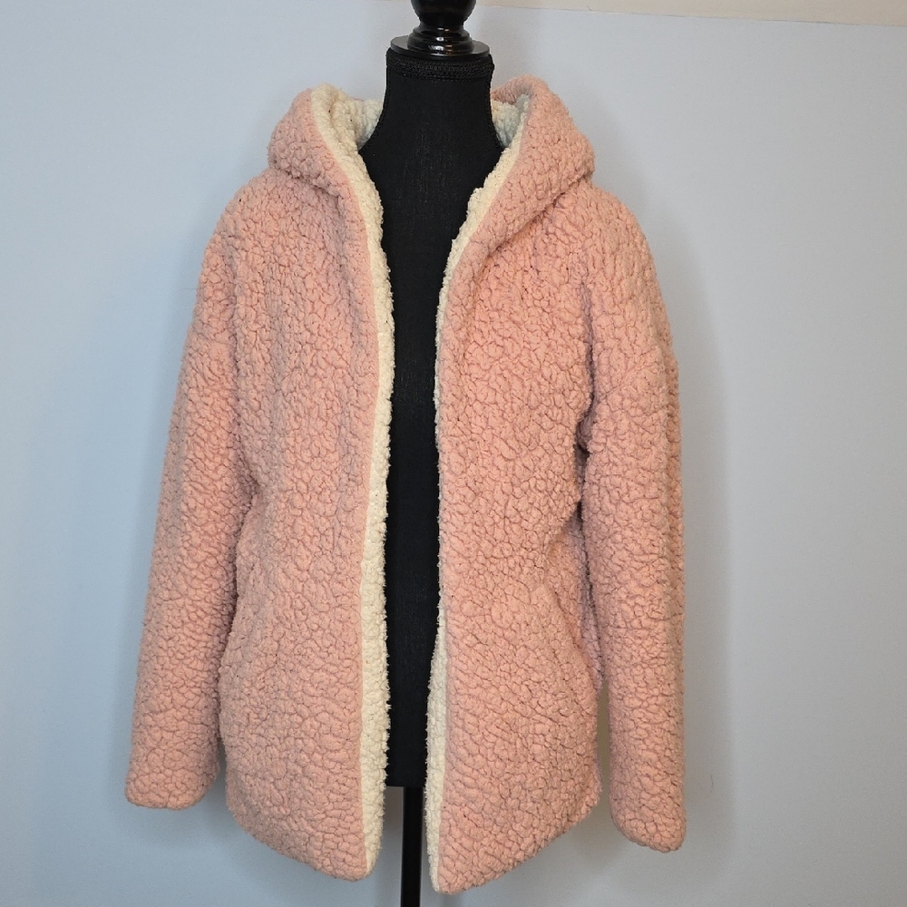 Le Lis Blush Pink Teddy Jacket with Cream Lining